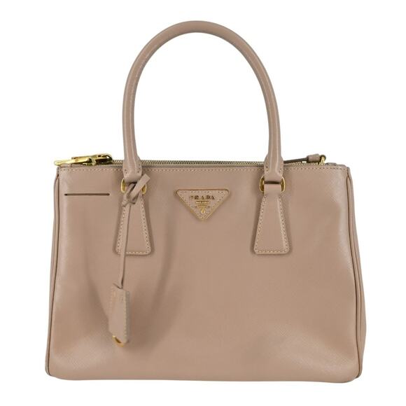 Prada Galleria Double Zip Nude Leather Logo Satchel Bag - Picture 1 of 16